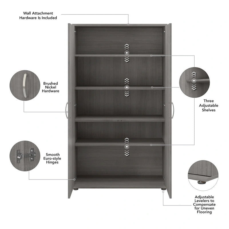 Armoire de rangement haute avec portes et étagères