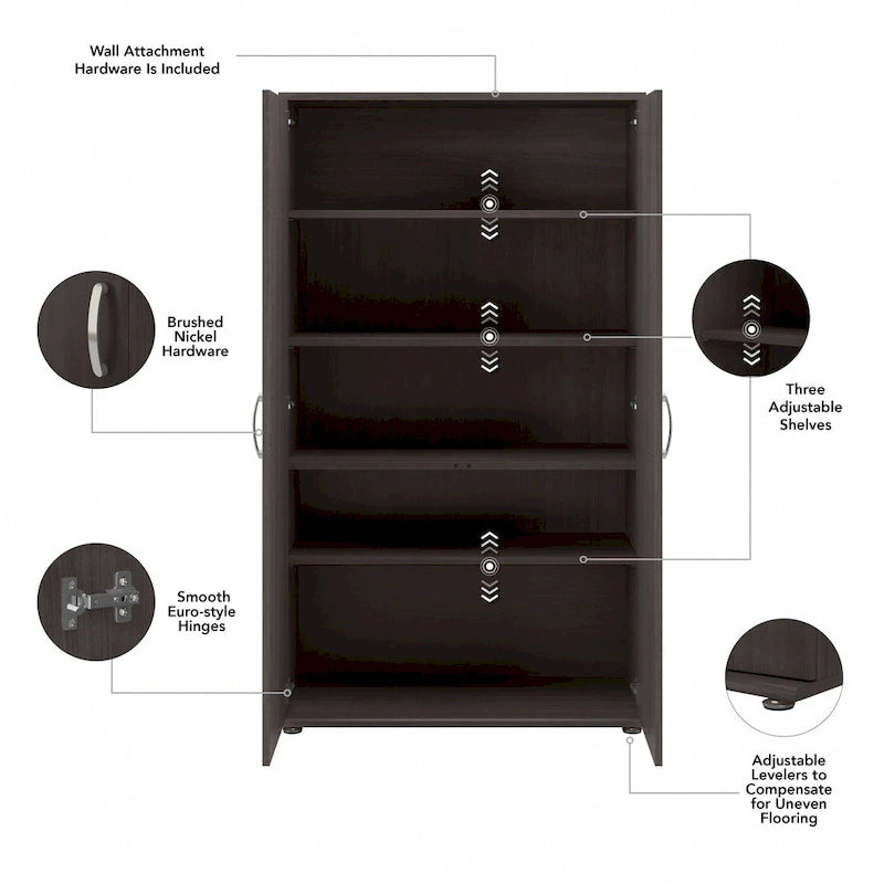Armoire de rangement haute avec portes et étagères