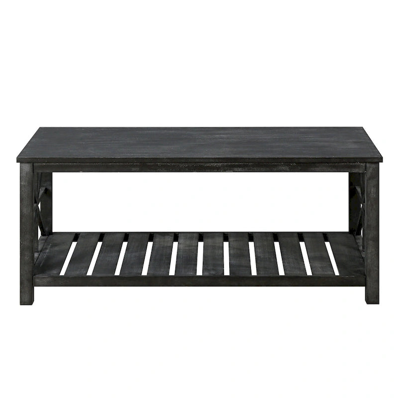 Table basse de ferme moderne de 47 po avec étagère de rangement