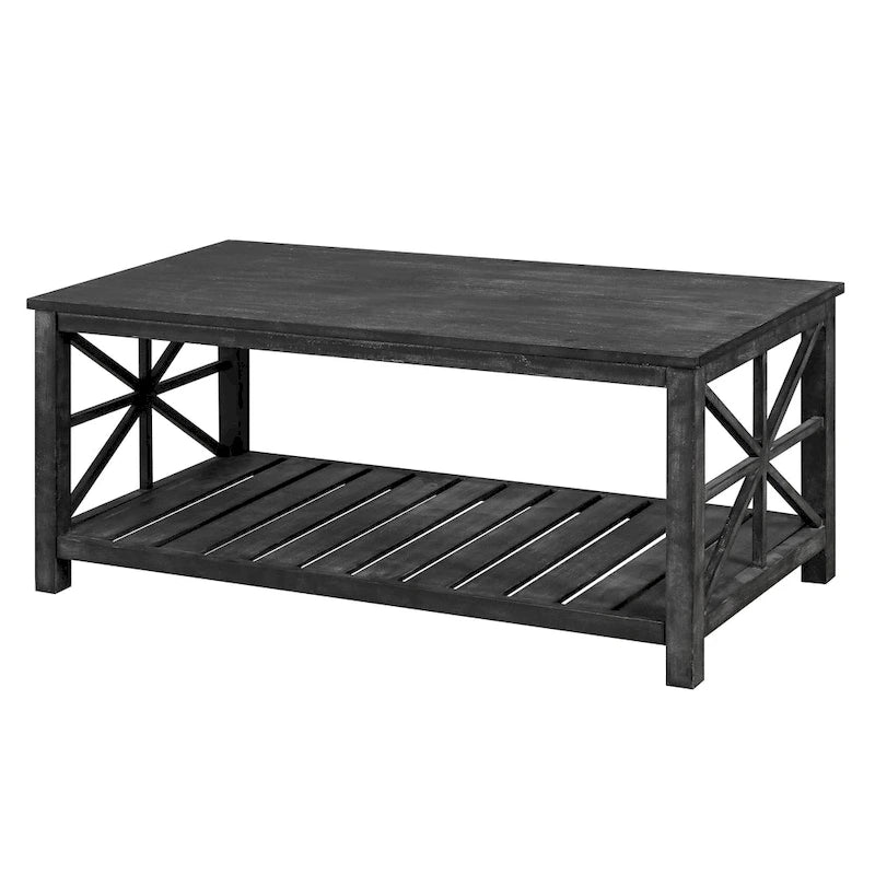 Table basse de ferme moderne de 47 po avec étagère de rangement