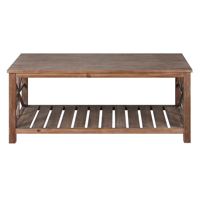 Table basse de ferme moderne de 47 po avec étagère de rangement