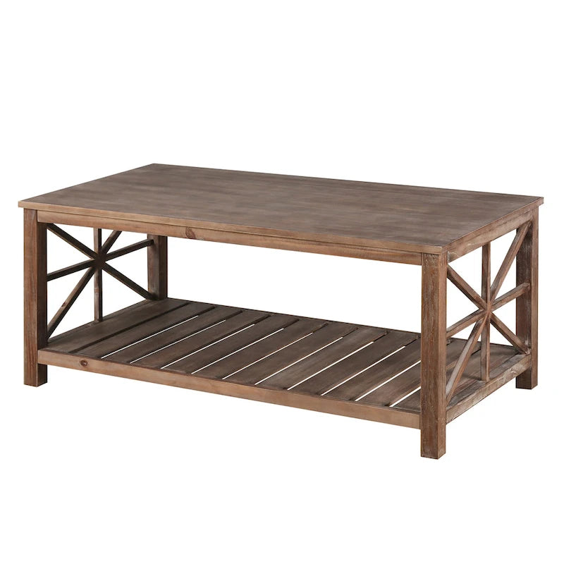 Table basse de ferme moderne de 47 po avec étagère de rangement