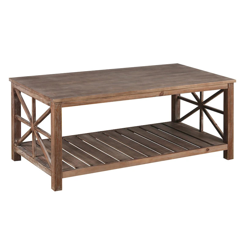 Table basse de ferme moderne de 47 po avec étagère de rangement