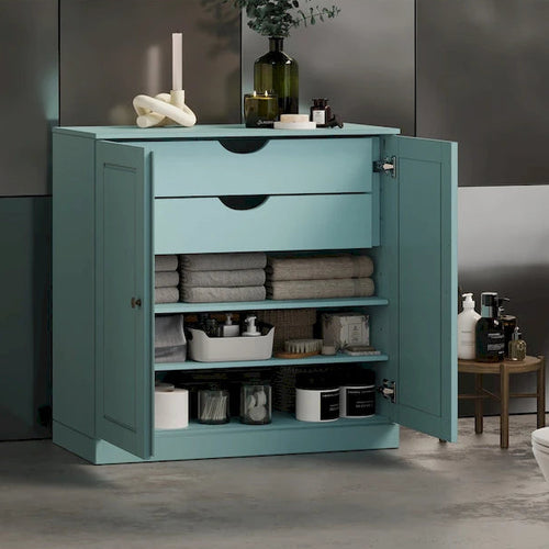 Palace Imports 100% Solid Wood 32 Bathroom Cabinet with Solid Doors, 2-Drawers and Adjustable Shelves