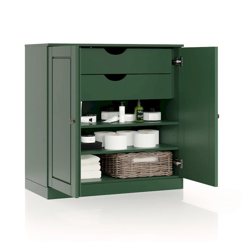 Meuble de salle de bain 100 % bois massif 81 cm avec portes pleines, 2 tiroirs et étagères réglables