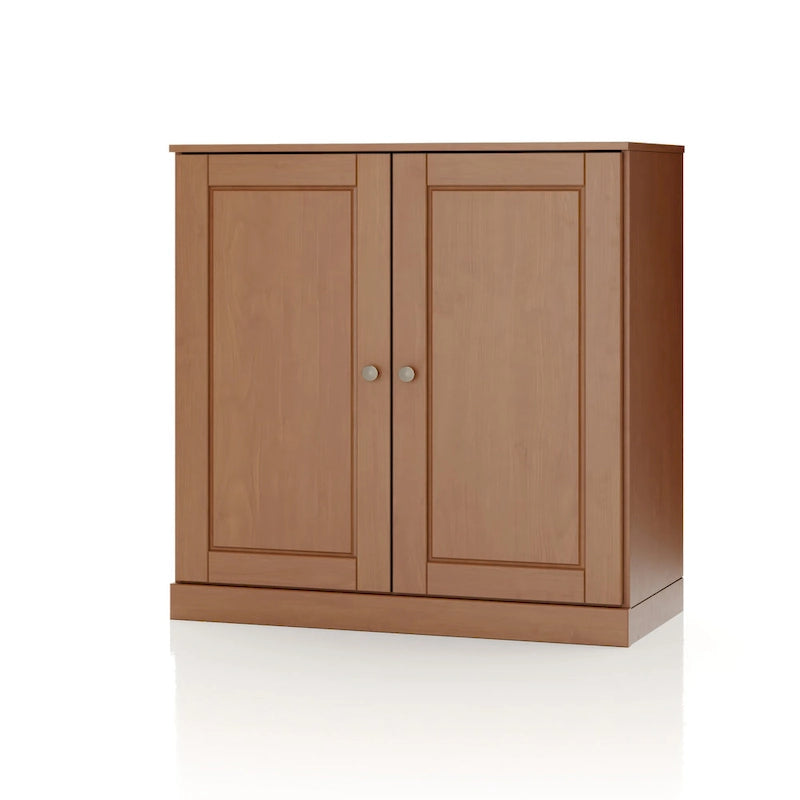Meuble de salle de bain 100 % bois massif 81 cm avec portes pleines, 2 tiroirs et étagères réglables