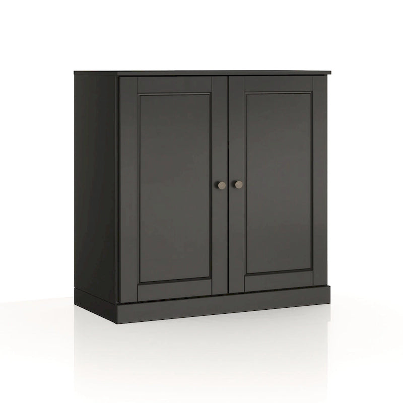 Meuble de salle de bain 100 % bois massif 81 cm avec portes pleines, 2 tiroirs et étagères réglables
