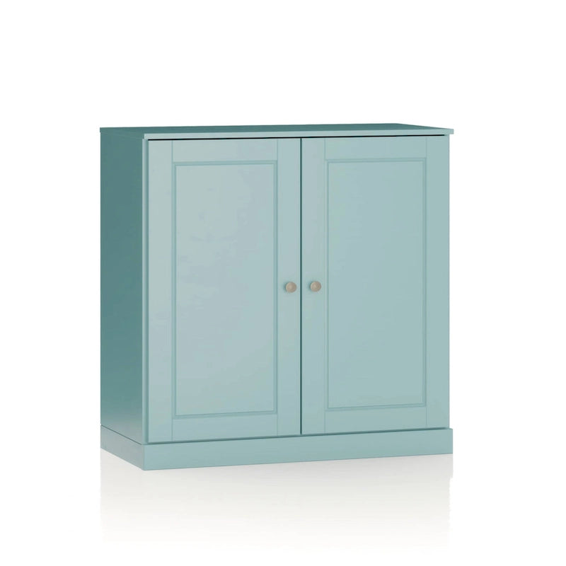 Meuble de salle de bain 100 % bois massif 81 cm avec portes pleines, 2 tiroirs et étagères réglables