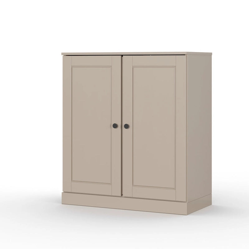 Meuble de salle de bain 100 % bois massif 81 cm avec portes pleines, 2 tiroirs et étagères réglables