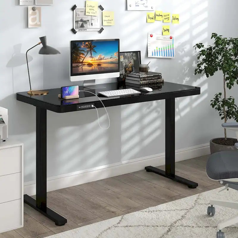 Bureau debout en verre trempé d'une seule pièce 48"x24" avec tiroirs inscriptibles