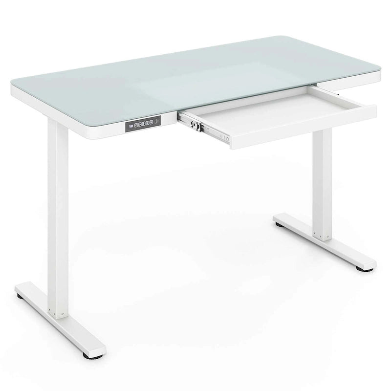Bureau debout en verre trempé d'une seule pièce 48"x24" avec tiroirs inscriptibles
