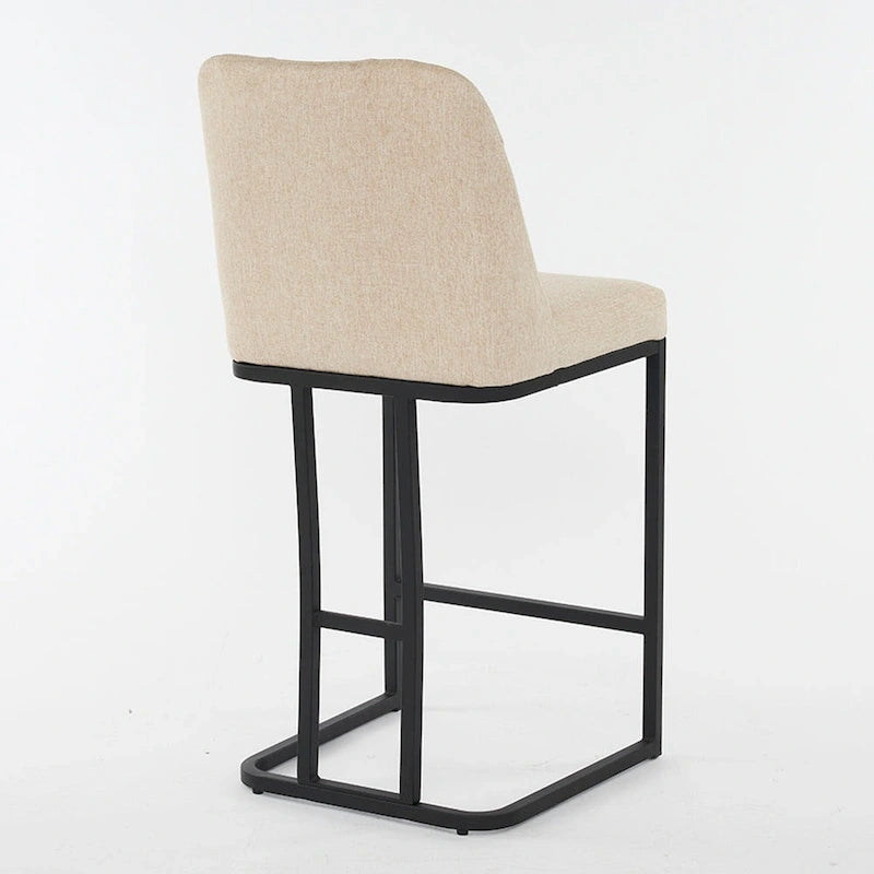 Lot de 2 tabourets de bar rembourrés, tabourets de bar hauteur comptoir avec dossier capitonné et structure en métal