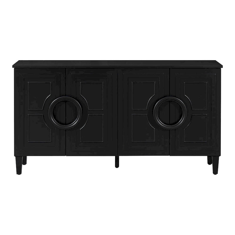 Buffet avec poignées rondes et étagère réglable, Console à 4 portes