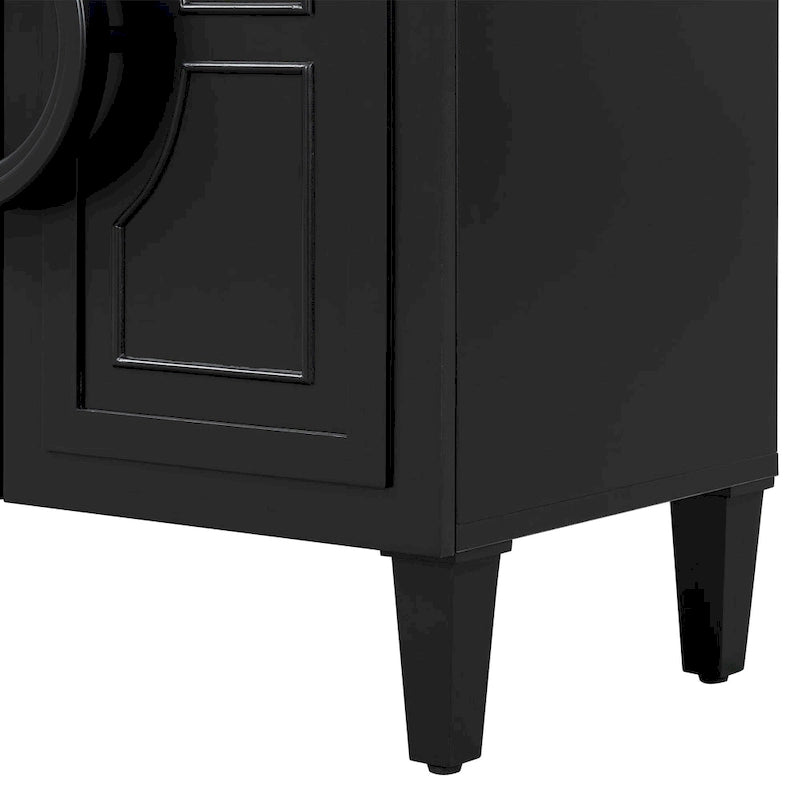 Buffet avec poignées rondes et étagère réglable, Console à 4 portes