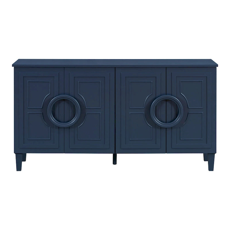 Buffet avec poignées rondes et étagère réglable, Console à 4 portes