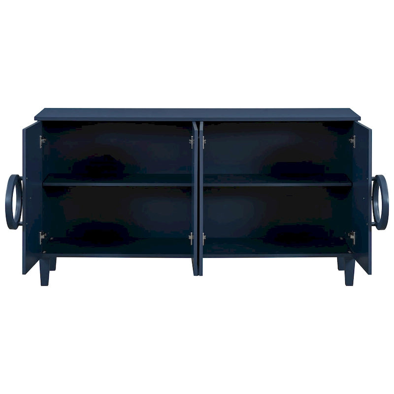 Buffet avec poignées rondes et étagère réglable, Console à 4 portes