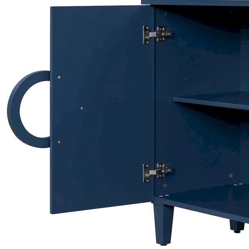 Buffet avec poignées rondes et étagère réglable, Console à 4 portes