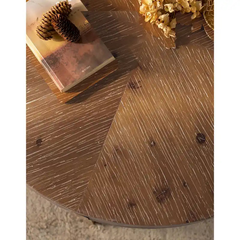 Table basse ronde rétro moderne avec pieds croisés