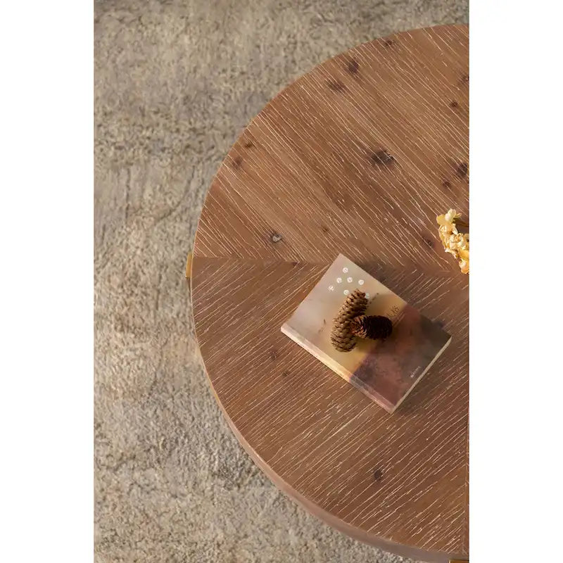 Table basse ronde rétro moderne avec pieds croisés