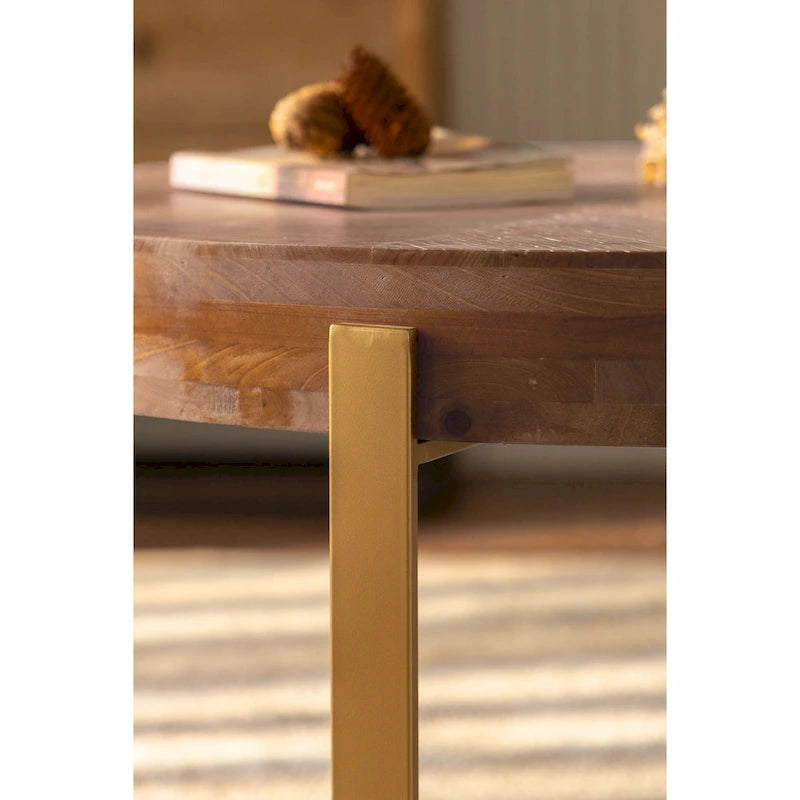 Table basse ronde rétro moderne avec pieds croisés