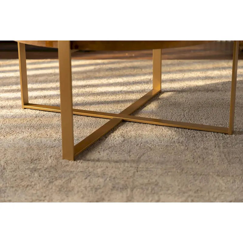 Table basse ronde rétro moderne avec pieds croisés