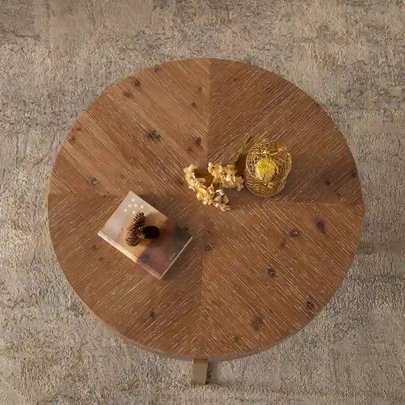 Table basse ronde rétro moderne avec pieds croisés