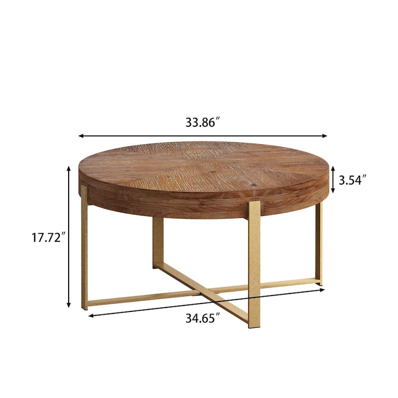 Table basse ronde rétro moderne avec pieds croisés