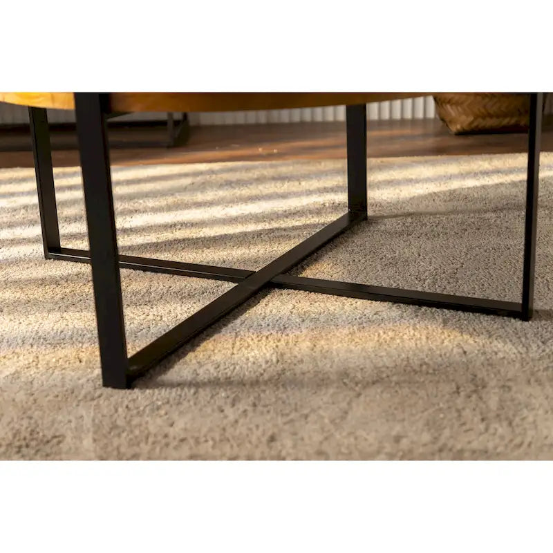 Table basse ronde rétro moderne avec pieds croisés