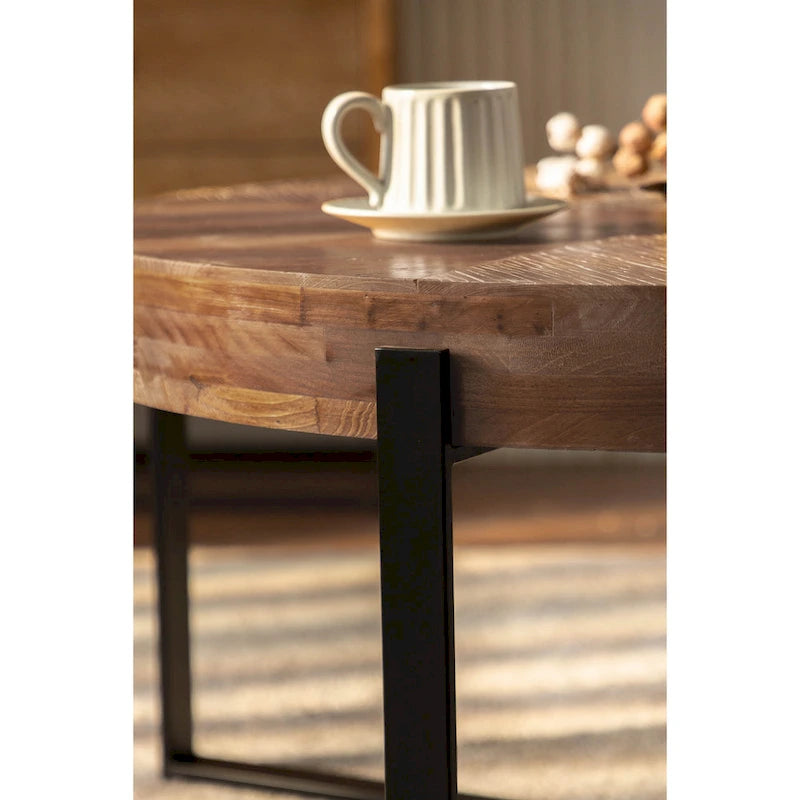 Table basse ronde rétro moderne avec pieds croisés