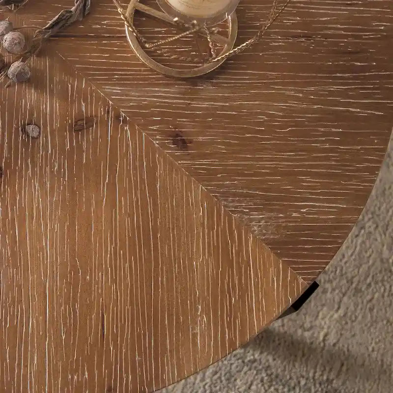 Table basse ronde rétro moderne avec pieds croisés