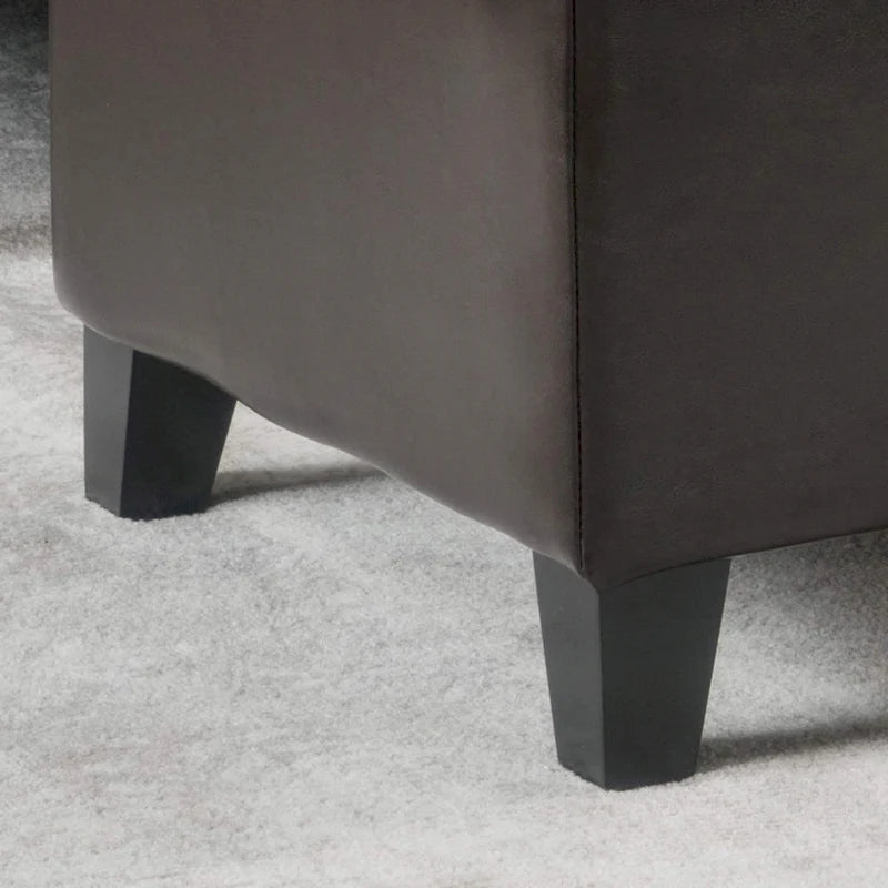 Banc de rangement ottoman en similicuir touffeté marron