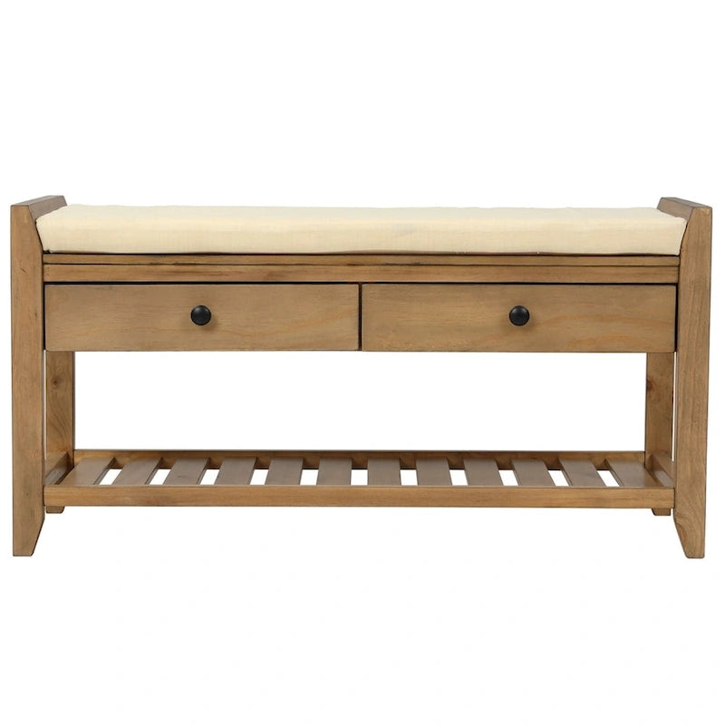 Banc de rangement multifonction avec porte-chaussures, siège rembourré et tiroirs
