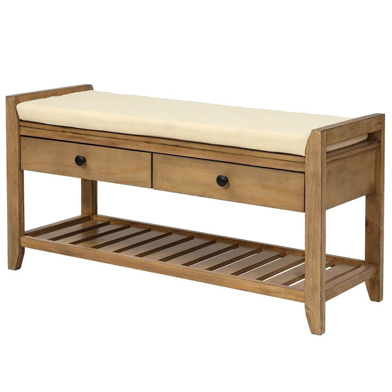Banc de rangement multifonction avec porte-chaussures, siège rembourré et tiroirs