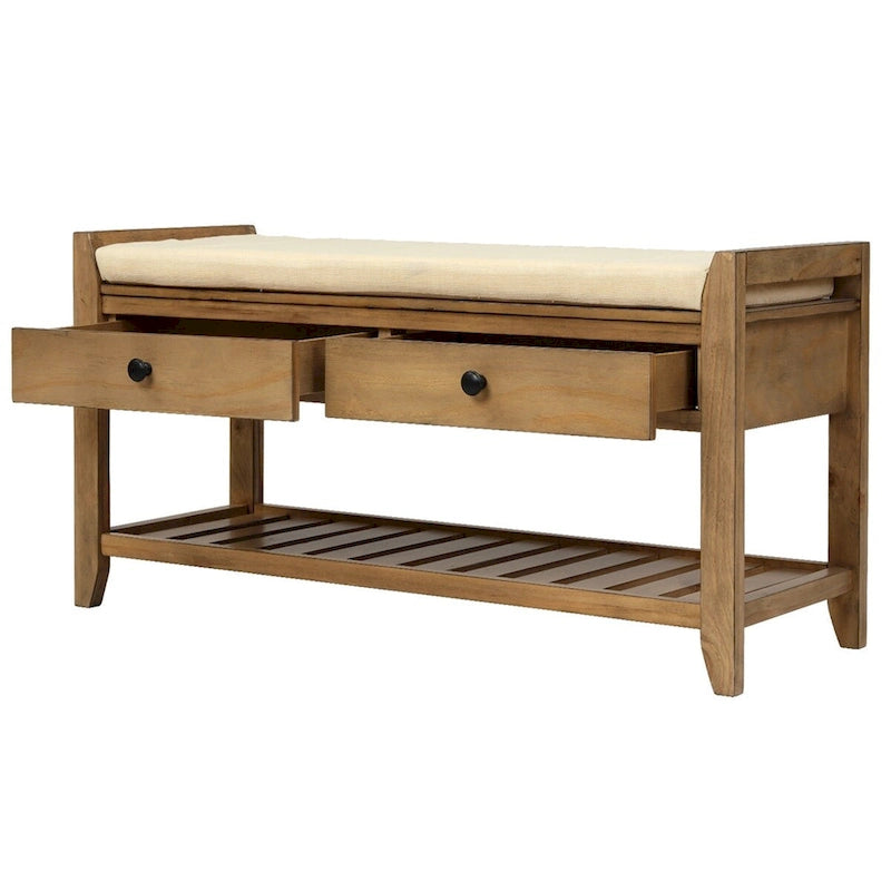 Banc de rangement multifonction avec porte-chaussures, siège rembourré et tiroirs