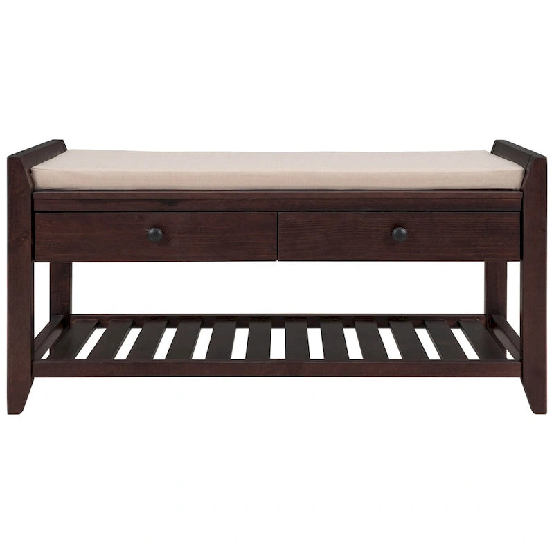 Banc de rangement multifonction avec porte-chaussures, siège rembourré et tiroirs