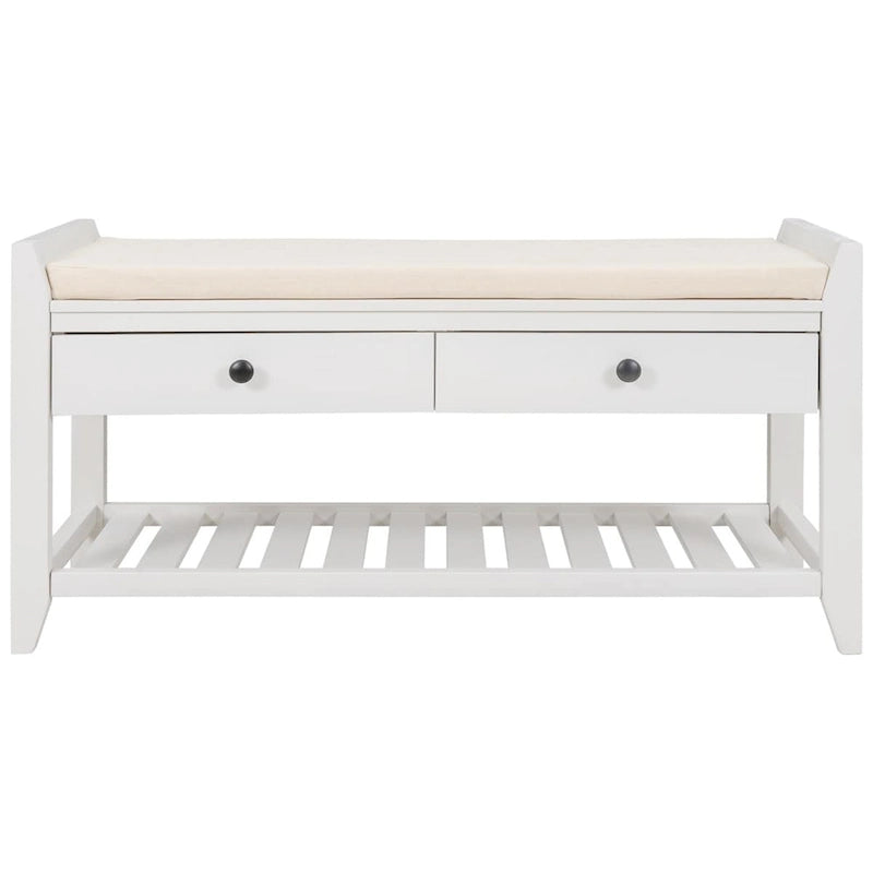 Banc de rangement multifonction avec porte-chaussures, siège rembourré et tiroirs