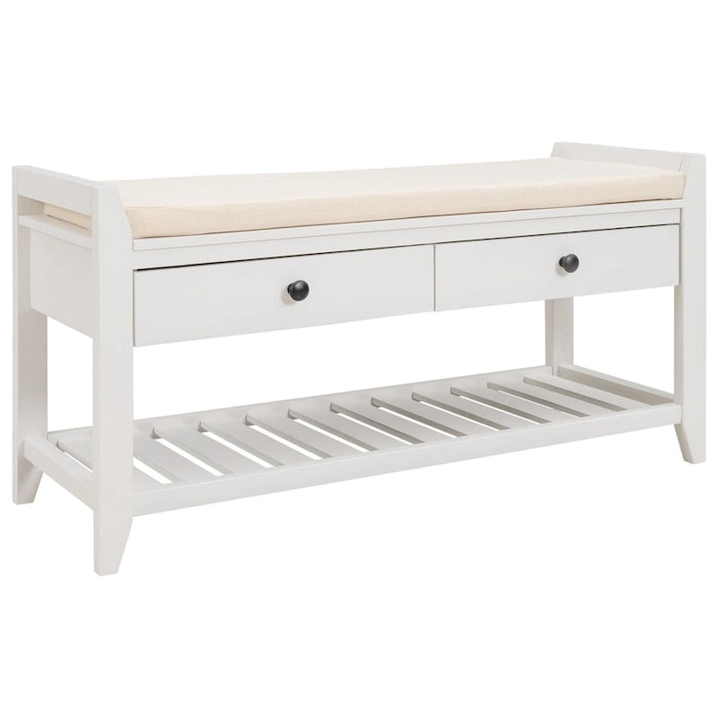 Banc de rangement multifonction avec porte-chaussures, siège rembourré et tiroirs