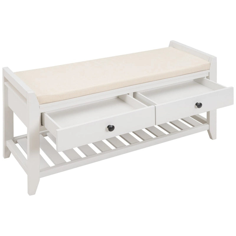 Banc de rangement multifonction avec porte-chaussures, siège rembourré et tiroirs