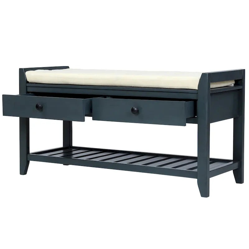Banc de rangement multifonction avec porte-chaussures, siège rembourré et tiroirs