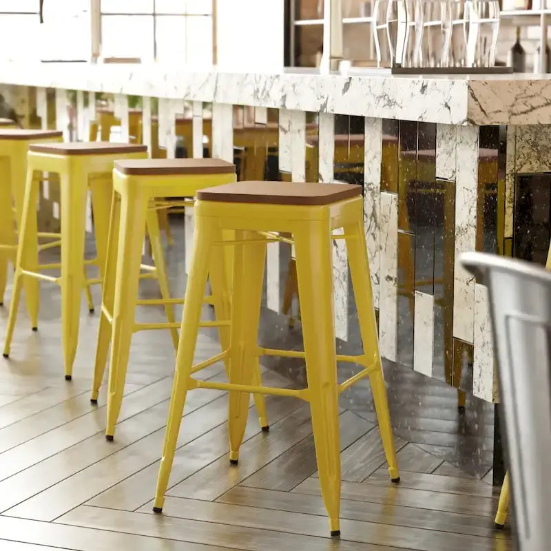 Tabouret de bar sans dossier intérieur/extérieur avec assise en résine de polyéthylène