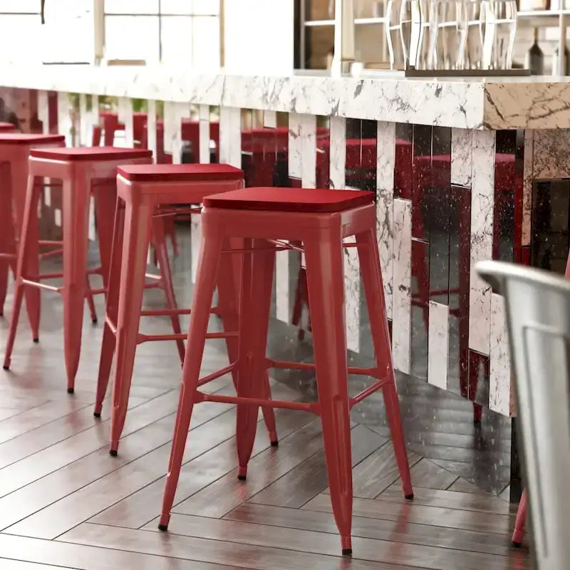 Tabouret de bar sans dossier intérieur/extérieur avec assise en résine de polyéthylène