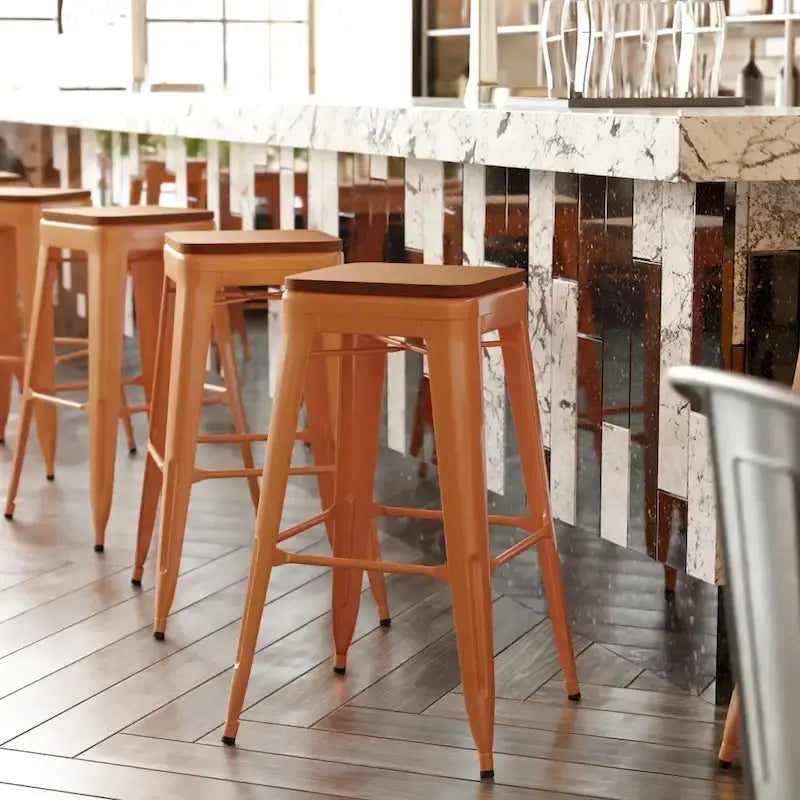 Tabouret de bar sans dossier intérieur/extérieur avec assise en résine de polyéthylène