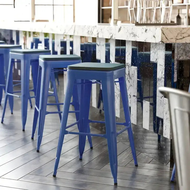 Tabouret de bar sans dossier intérieur/extérieur avec assise en résine de polyéthylène