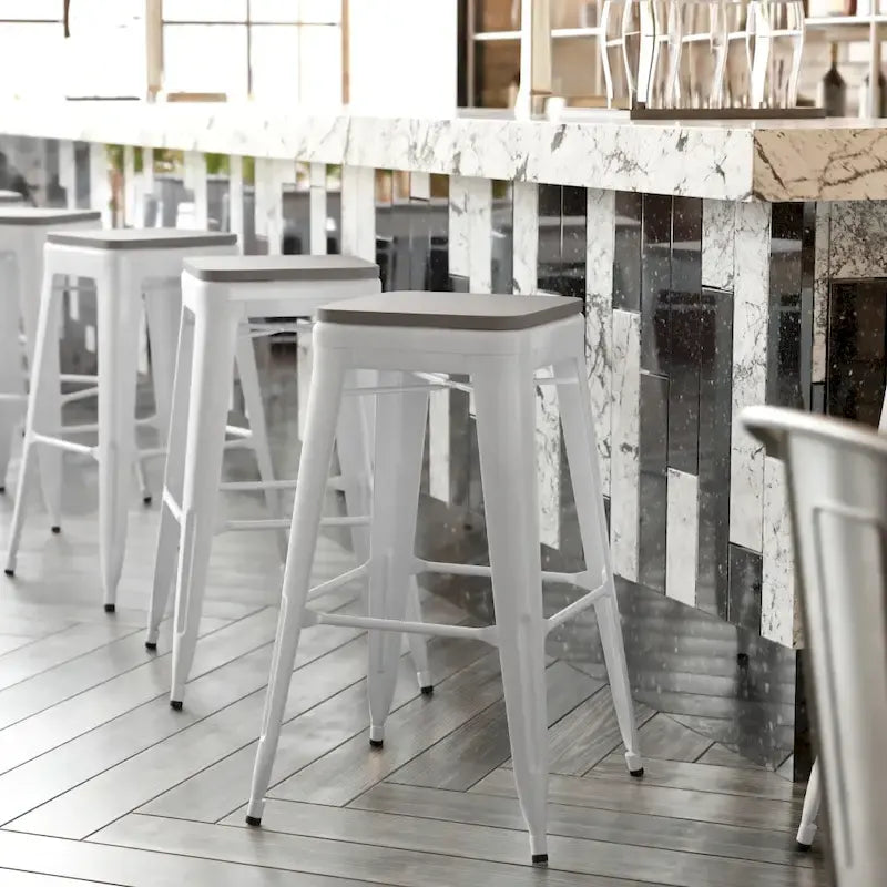 Tabouret de bar sans dossier intérieur/extérieur avec assise en résine de polyéthylène