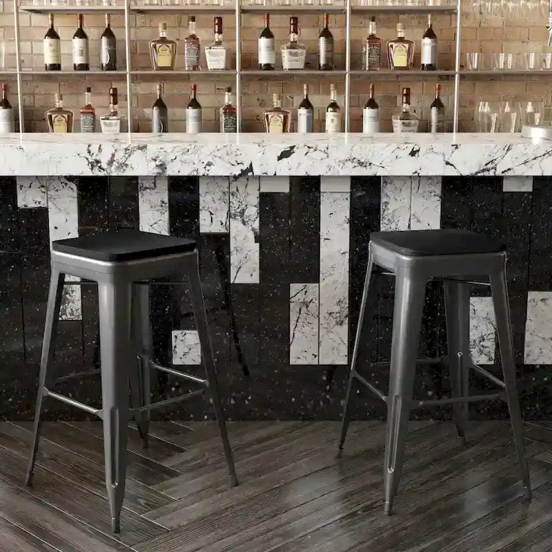 Tabouret de bar sans dossier intérieur/extérieur avec assise en résine de polyéthylène