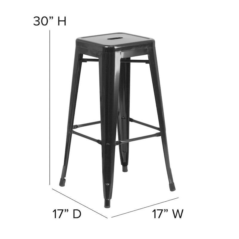 Tabouret de bar sans dossier intérieur/extérieur avec assise en résine de polyéthylène