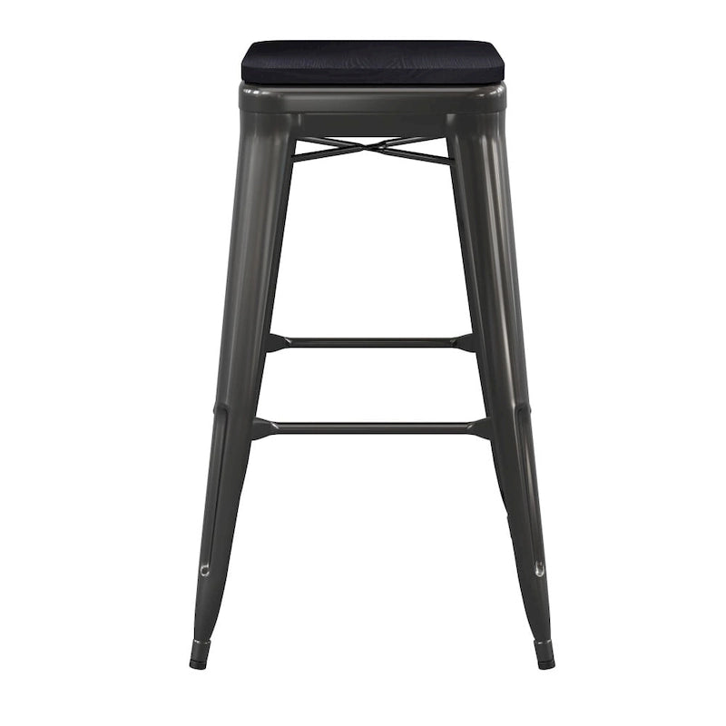 Tabouret de bar sans dossier intérieur/extérieur avec assise en résine de polyéthylène