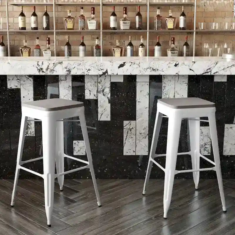 Tabouret de bar sans dossier intérieur/extérieur avec assise en résine de polyéthylène