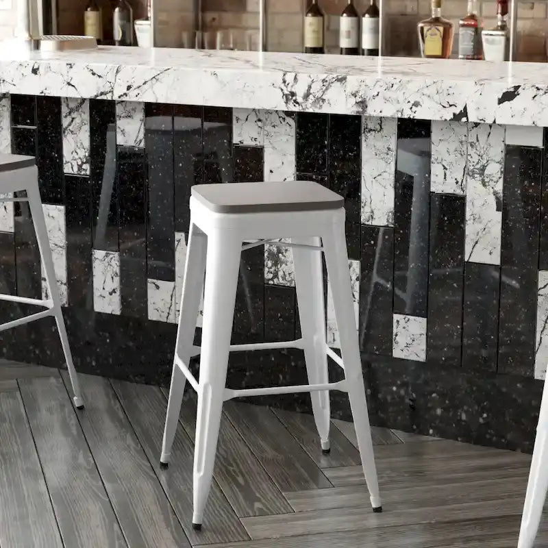 Tabouret de bar sans dossier intérieur/extérieur avec assise en résine de polyéthylène