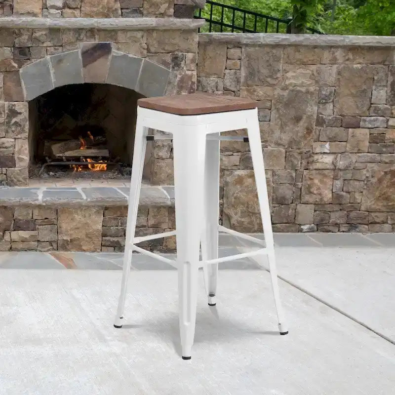 Tabouret de bar sans dossier intérieur/extérieur avec assise en résine de polyéthylène
